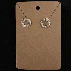 Champagne Brown & Gold Rhinestone Stud Earrings